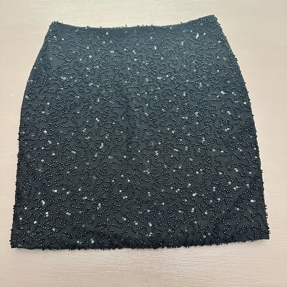 Altar'd State Sparkling Black Sequin Zipper Mini Skirt - Size XS - EUC